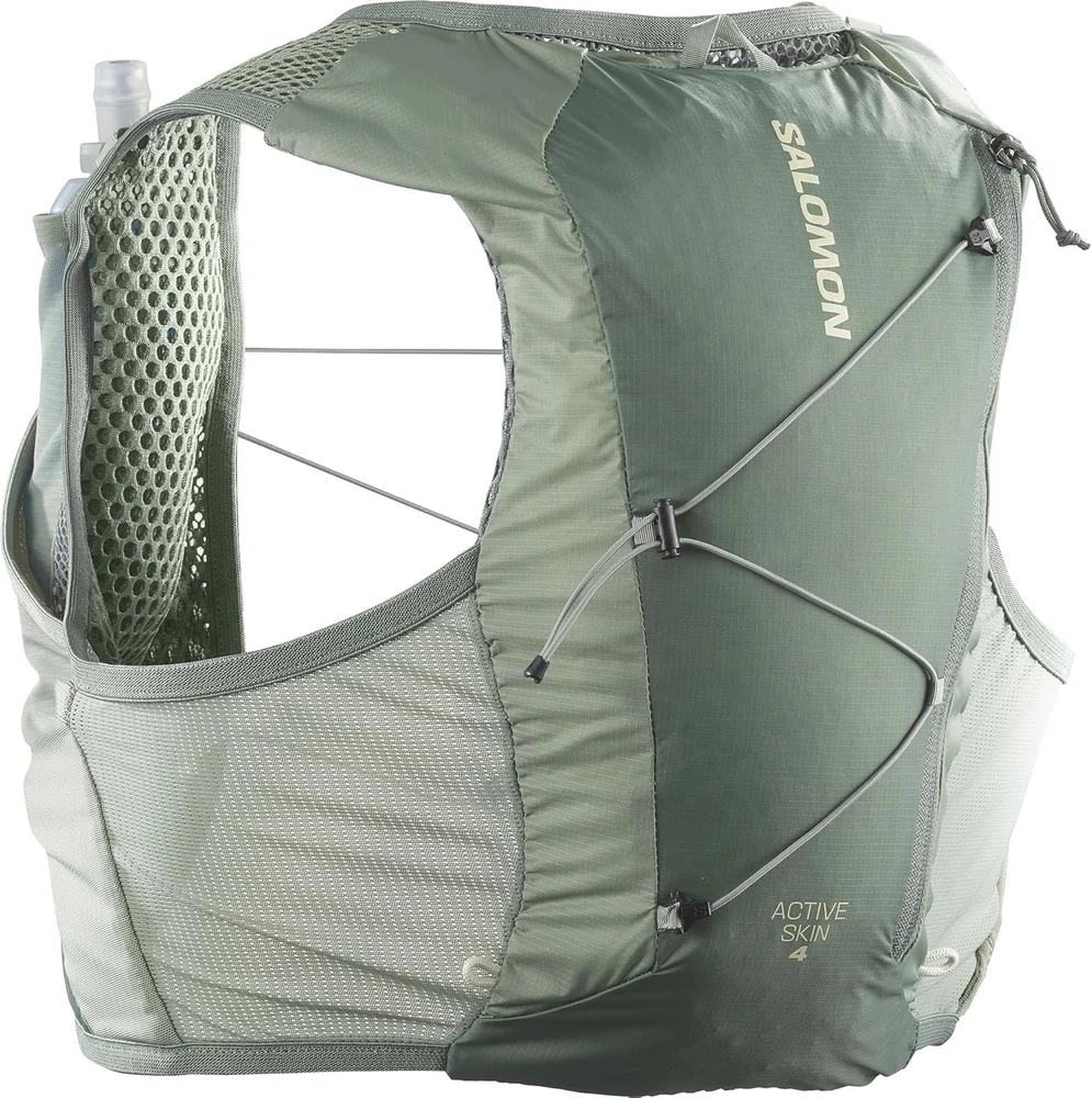 Salomon bėgimo liemenė Active Skin 4 unisex 4 l talpos ir gertuvėmis, žalia, M dydis