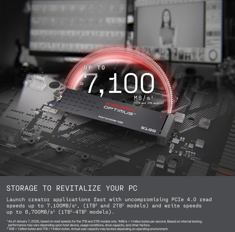 SanDisk Optimus 5100 NVMe SSD 500 GB M.2 2280 PCIe 4.0 x4 SDSP51500GAN