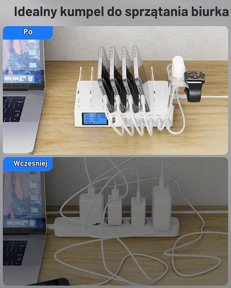 Sanicata 245 W kelių įrenginių įkrovimo stotelė su 7 USB prievadais, i22