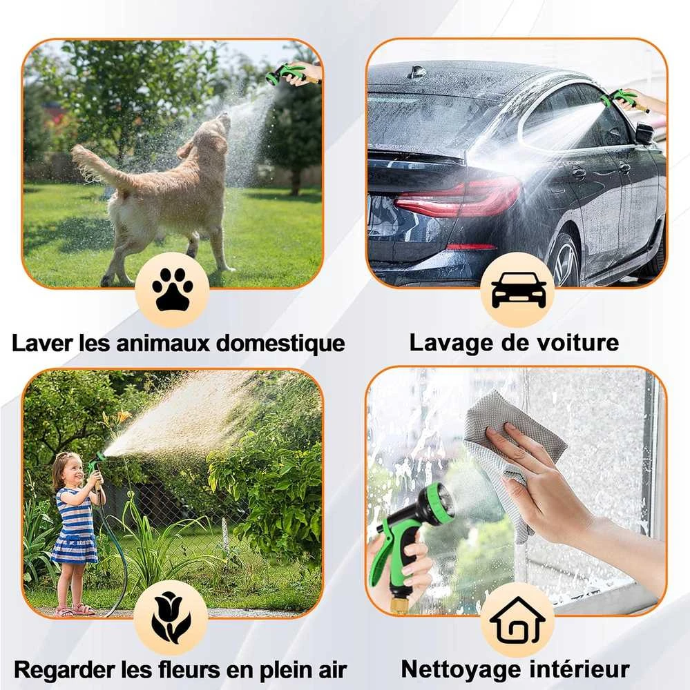 Sapisecret išsitempianti sodo žarna, 30 m, 10 purškimo režimų, TPE 2500D, metalinė jungtis