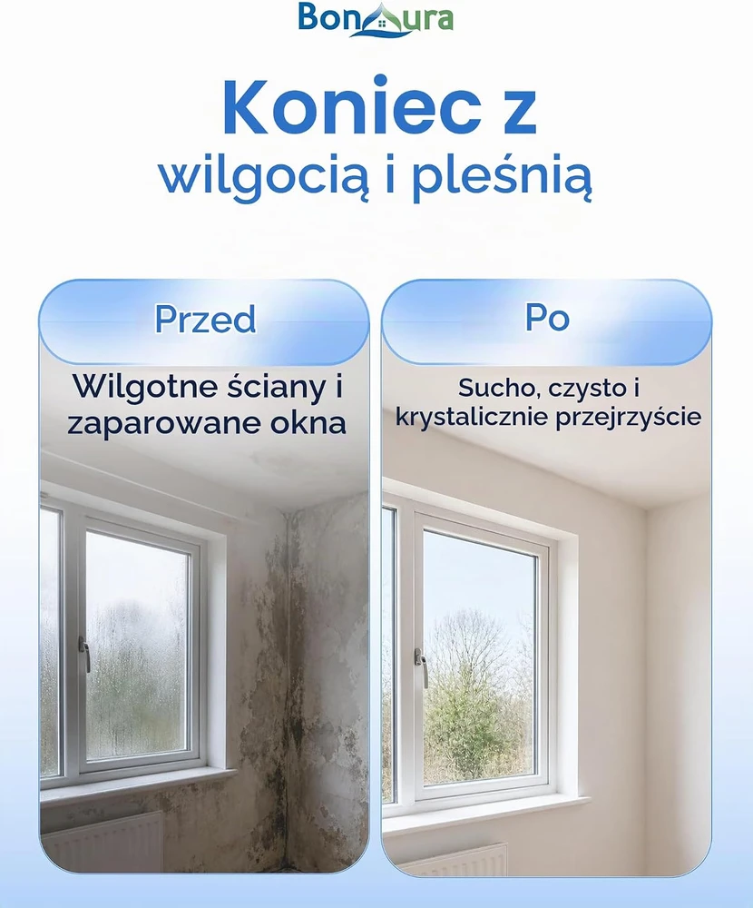 Sausintuvas BonAura drėgmės sugėriklis be elektros iki 23 m² su 680 g granulėmis AirOne Neo