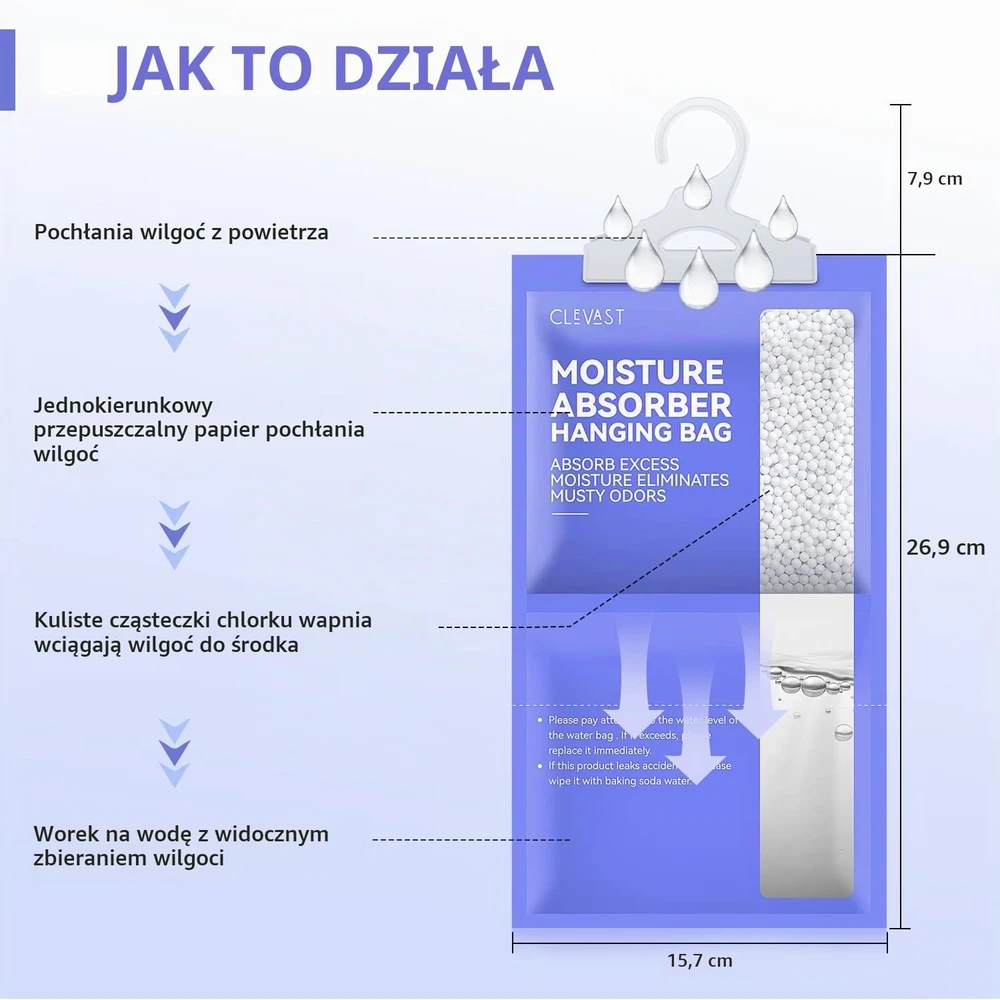 Sausintuvas Clevast kabinami drėgmės sugėrikliai su kalcio chloridu, 10 vnt. po 230 g, MA02UNI