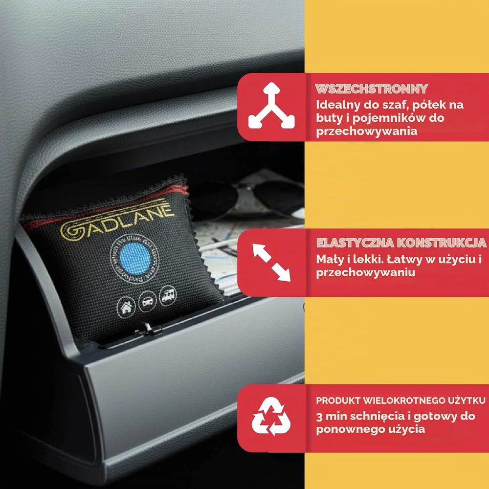 Sausintuvas GADLANE daugkartiniai automobiliniai drėgmės sugėrikliai, 5 vnt. po 100 g, GL1507