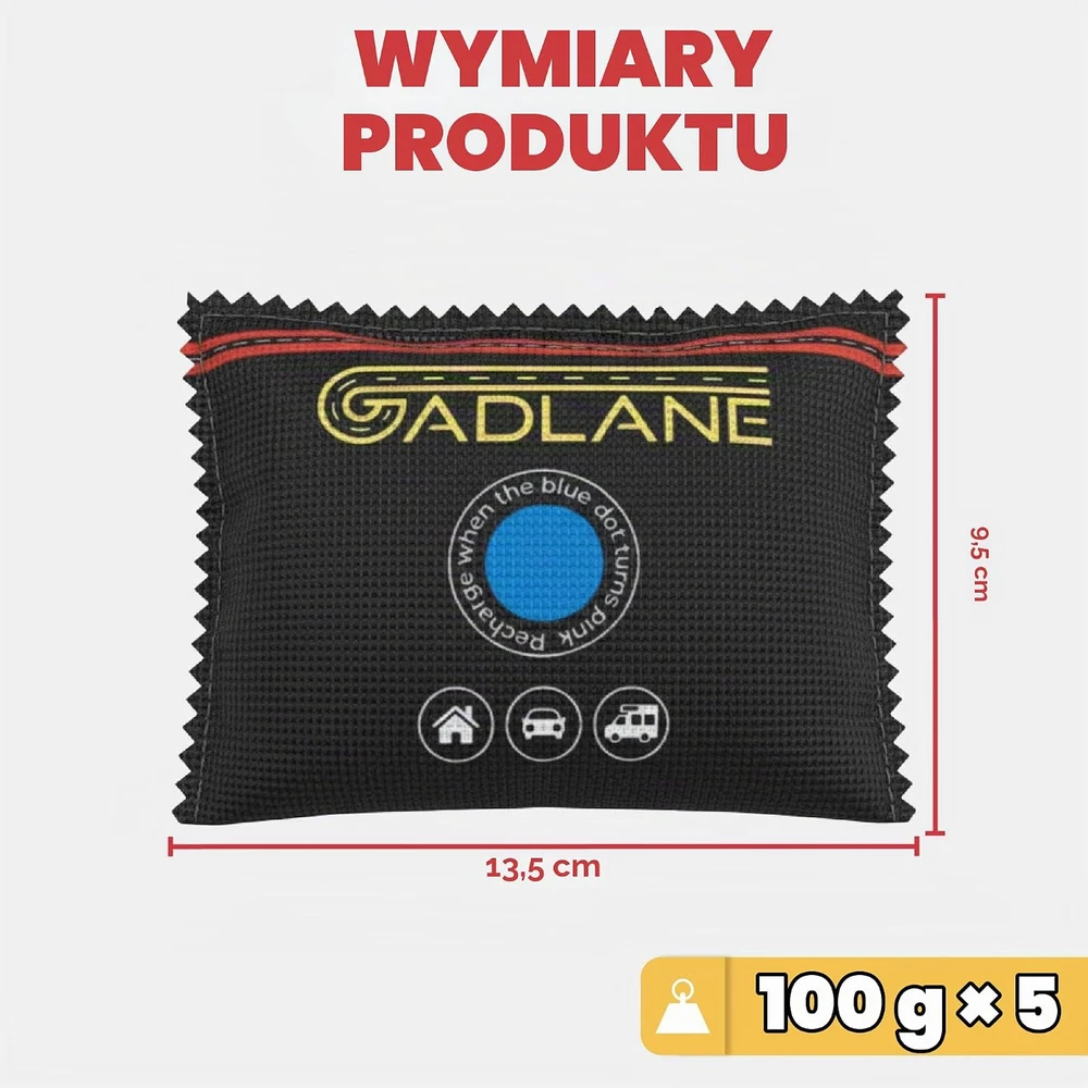 Sausintuvas GADLANE daugkartiniai automobiliniai drėgmės sugėrikliai, 5 vnt. po 100 g, GL1507