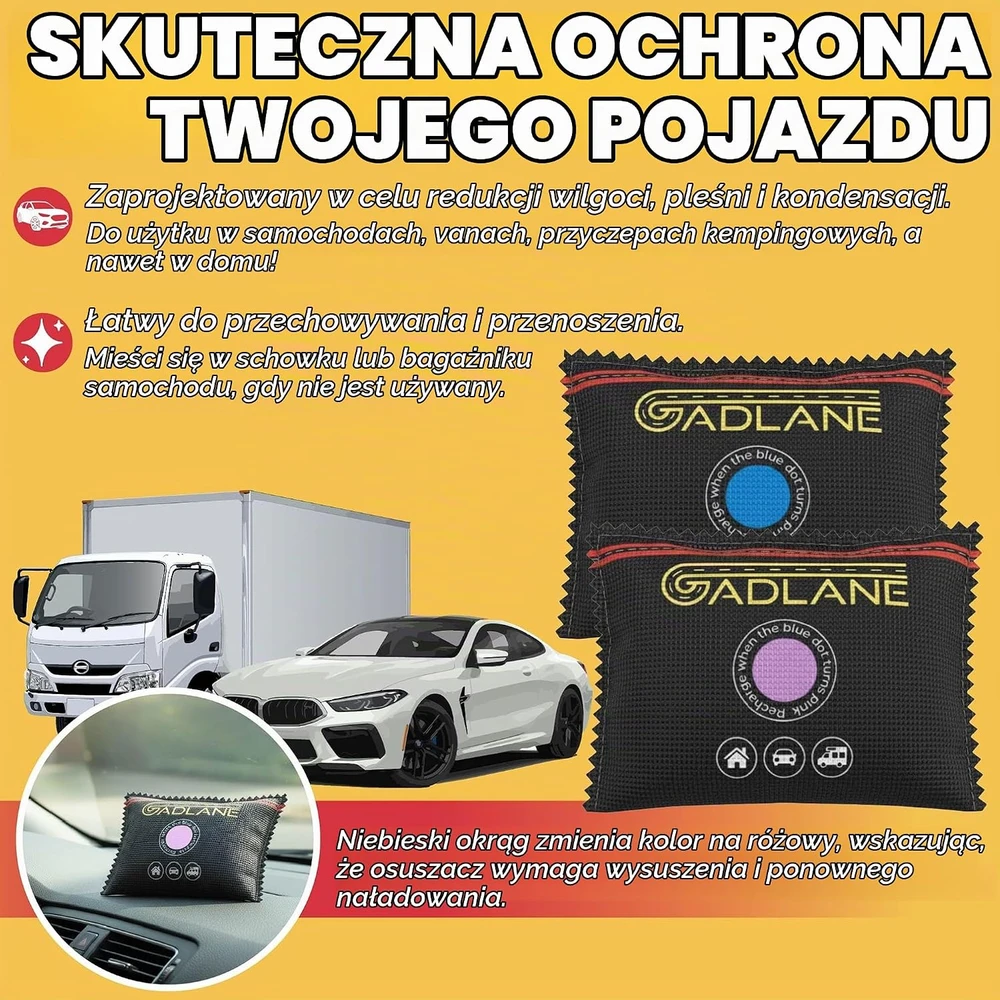 Sausintuvas GADLANE daugkartiniai automobiliniai drėgmės sugėrikliai, 5 vnt. po 100 g, GL1507