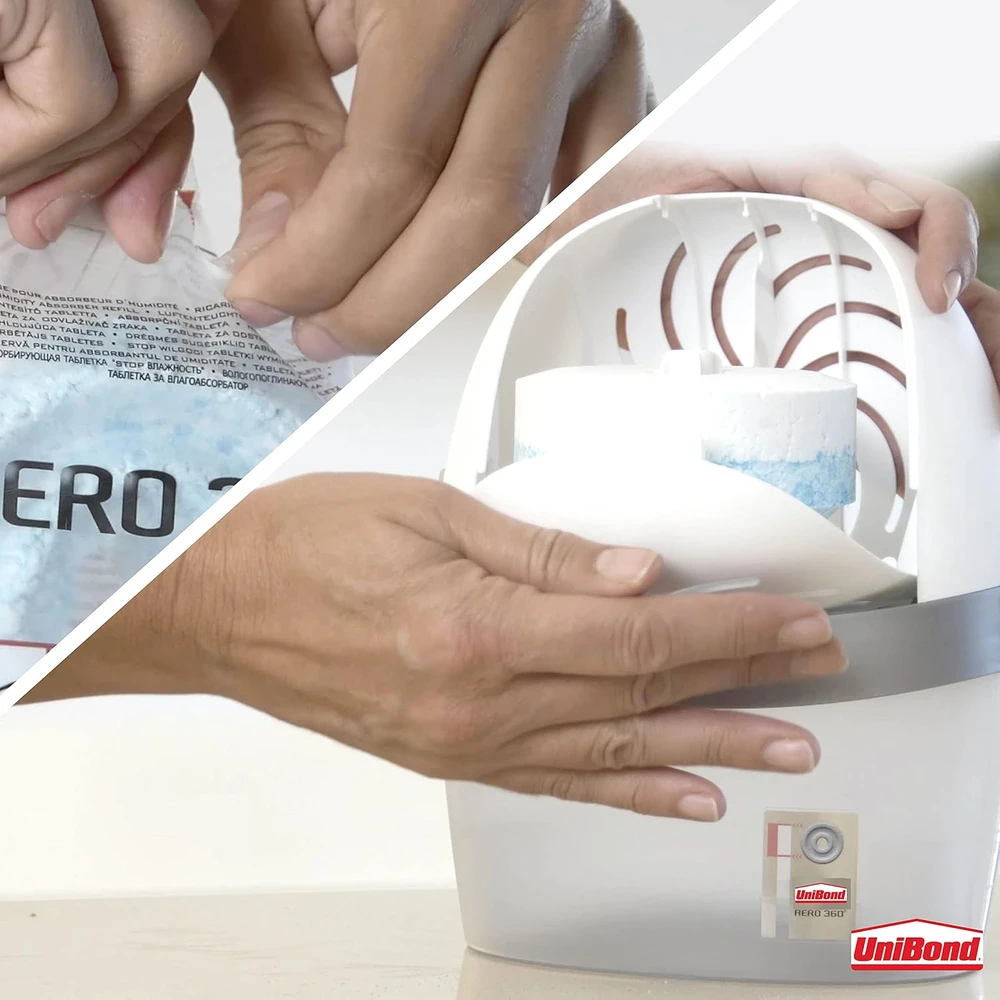 Sausintuvas UniBond drėgmės sugėriklio papildymo kasetės AERO 360°, 2 × 450 g, 490219