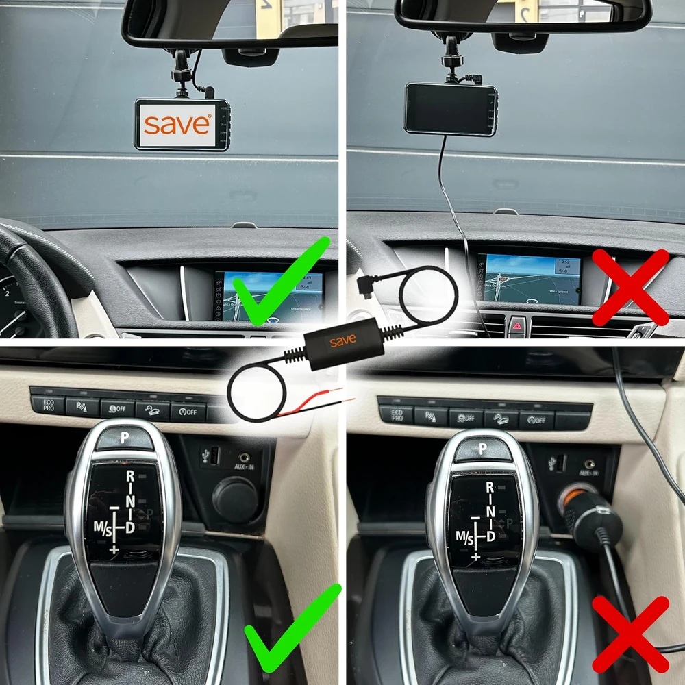 Save automobilinis vaizdo registratorius veidrodėlyje su galinio vaizdo kamera, 1080p GT-600