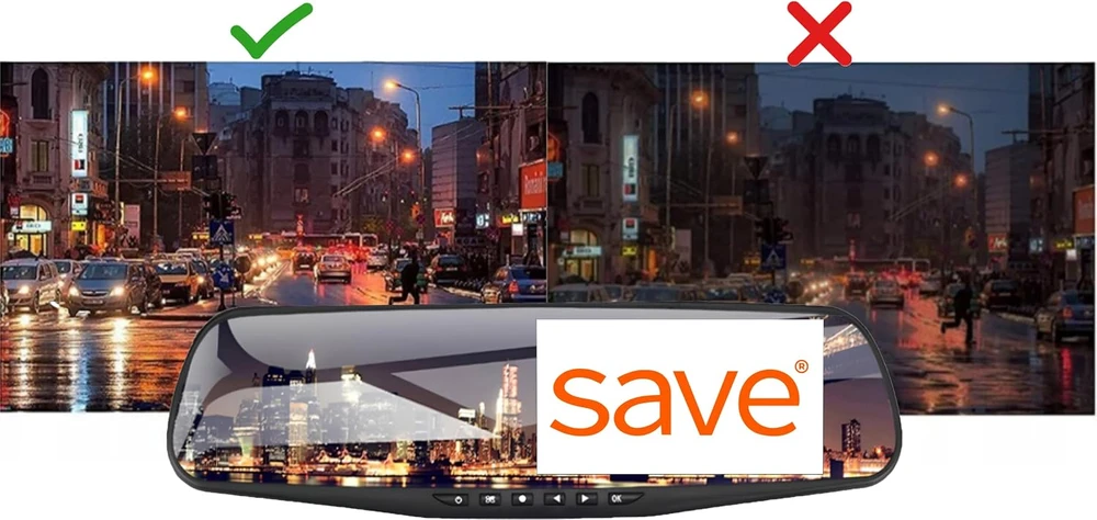 Save automobilinis vaizdo registratorius veidrodėlyje su galinio vaizdo kamera, 1080p GT-600