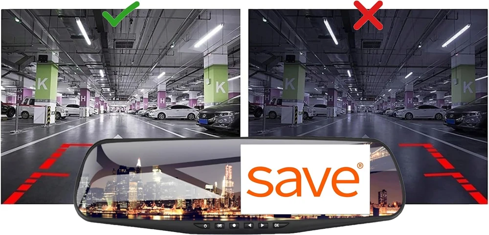 Save automobilinis vaizdo registratorius veidrodėlyje su galinio vaizdo kamera, 1080p GT-600