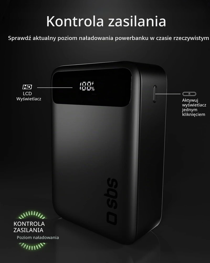 SBS išorinis akumuliatorius, 20 000 mAh, 20 W, TEBBCT20000PDLCDK