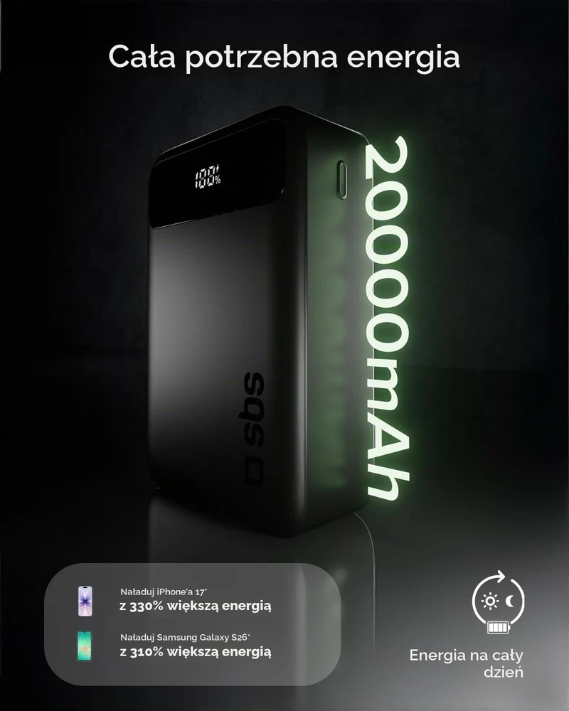 SBS išorinis akumuliatorius, 20 000 mAh, 20 W, TEBBCT20000PDLCDK