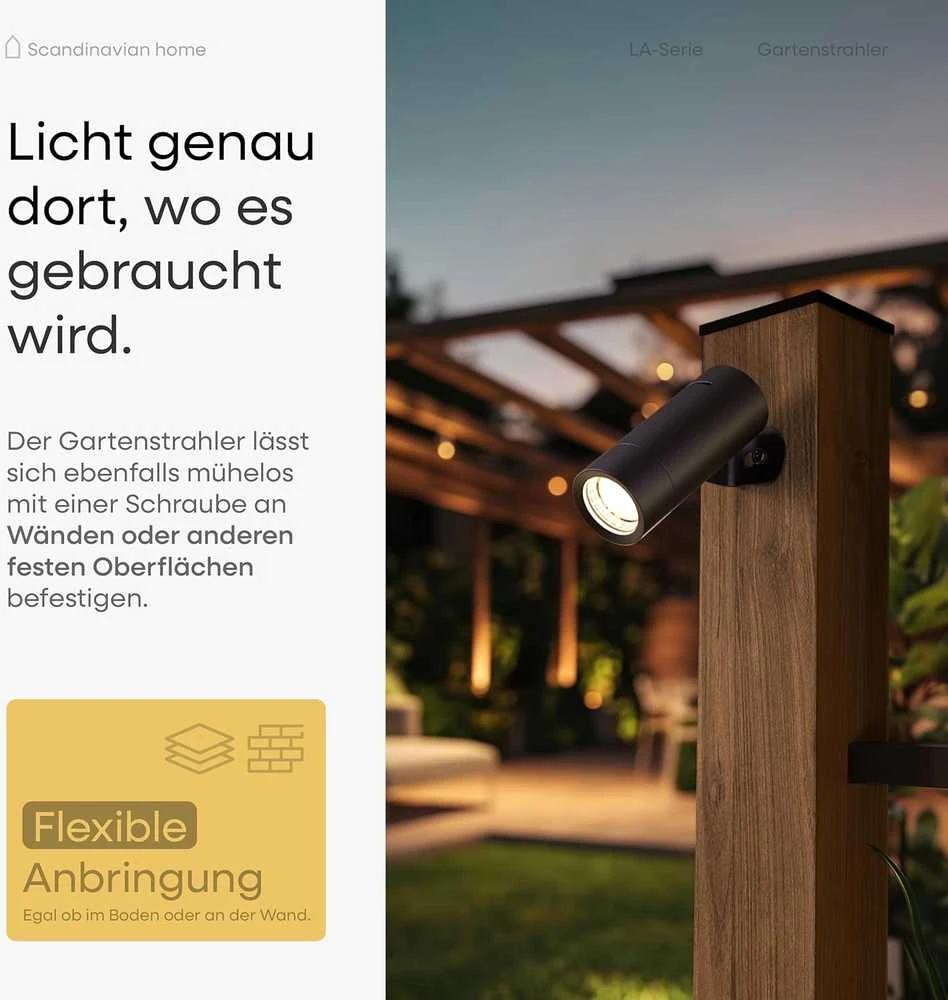 Scandinavian home Lysea lauko LED prožektorių rinkinys, 4 vnt., IP65, aliuminis, 12 V, 3000 K