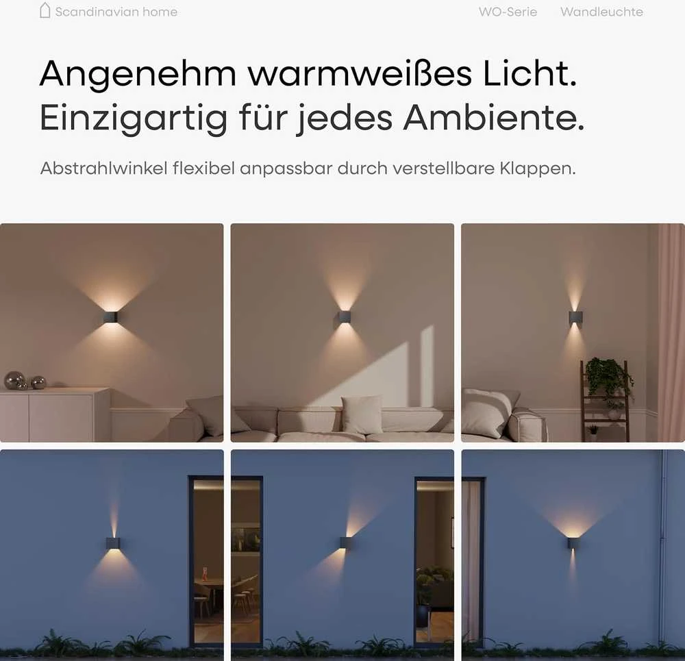 Scandinavian home Lysea lauko sieninis LED šviestuvas, IP65, 6 W, antracito spalvos, WOA1-1952-5696