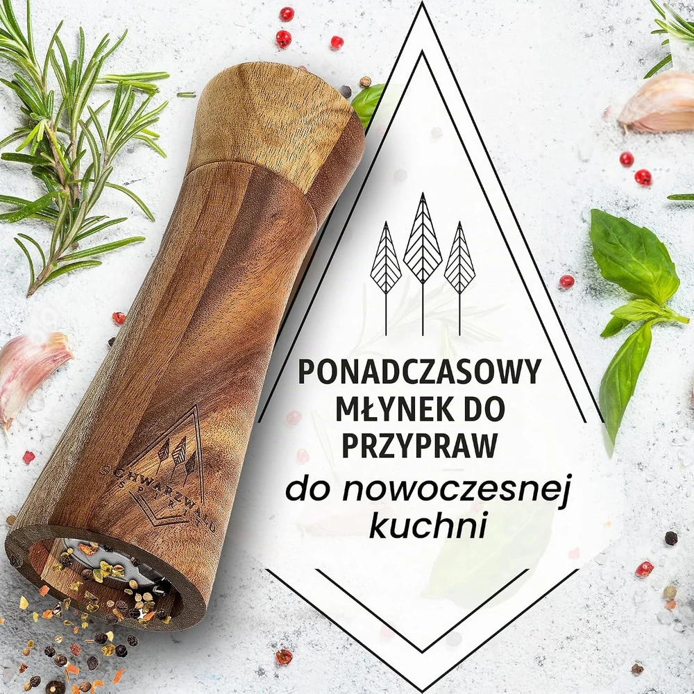Schwarzwald Spirit medinių druskos ir pipirų malūnėlių rinkinys su keraminiu mechanizmu, 16,5 cm