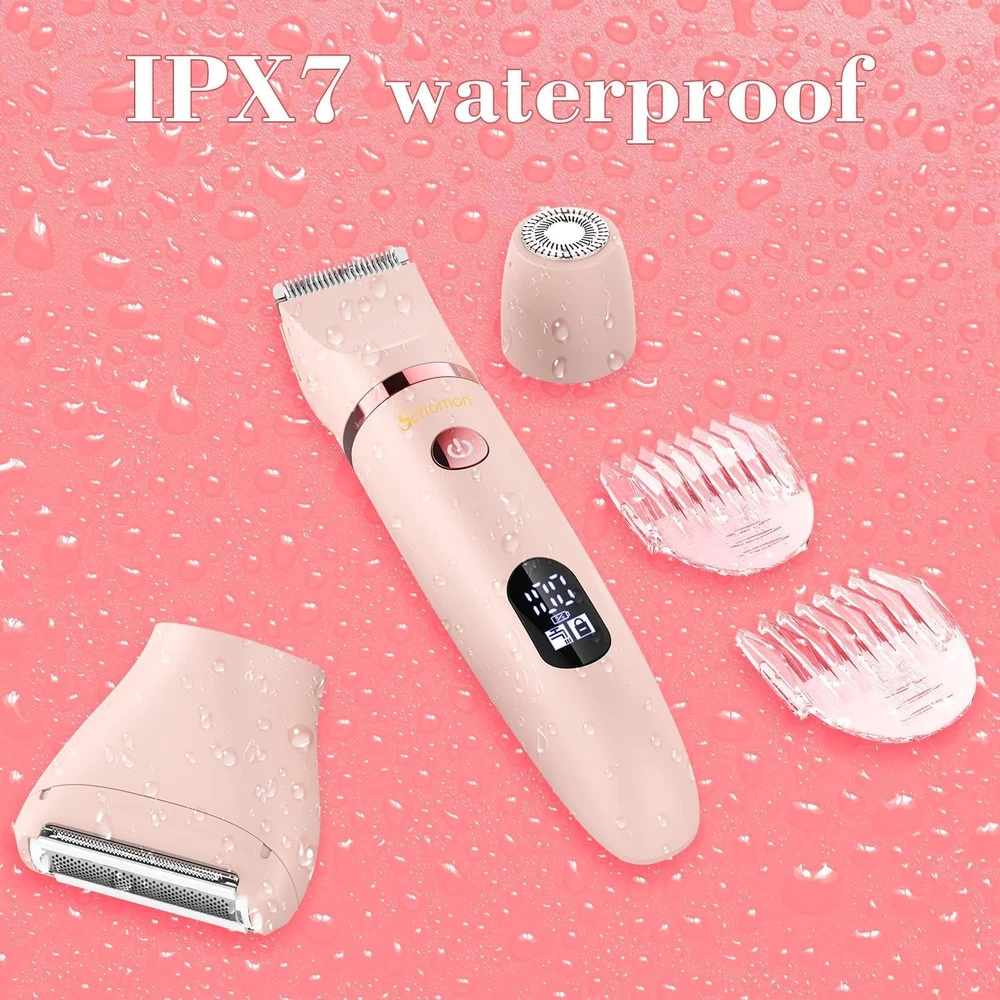 Veet Scttomon elektrinis 3 viename moteriškas trimeris IPX7, bikini, veidui, kūnui, USB-C