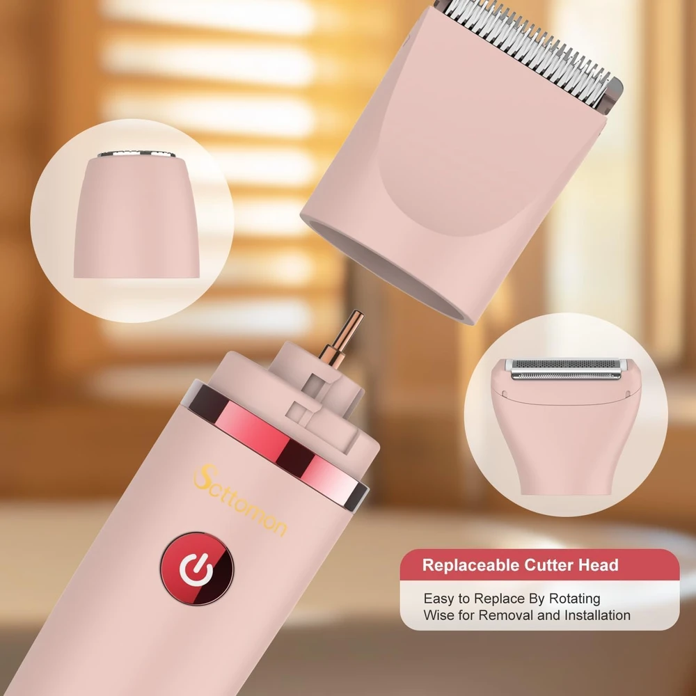 Veet Scttomon elektrinis 3 viename moteriškas trimeris IPX7, bikini, veidui, kūnui, USB-C