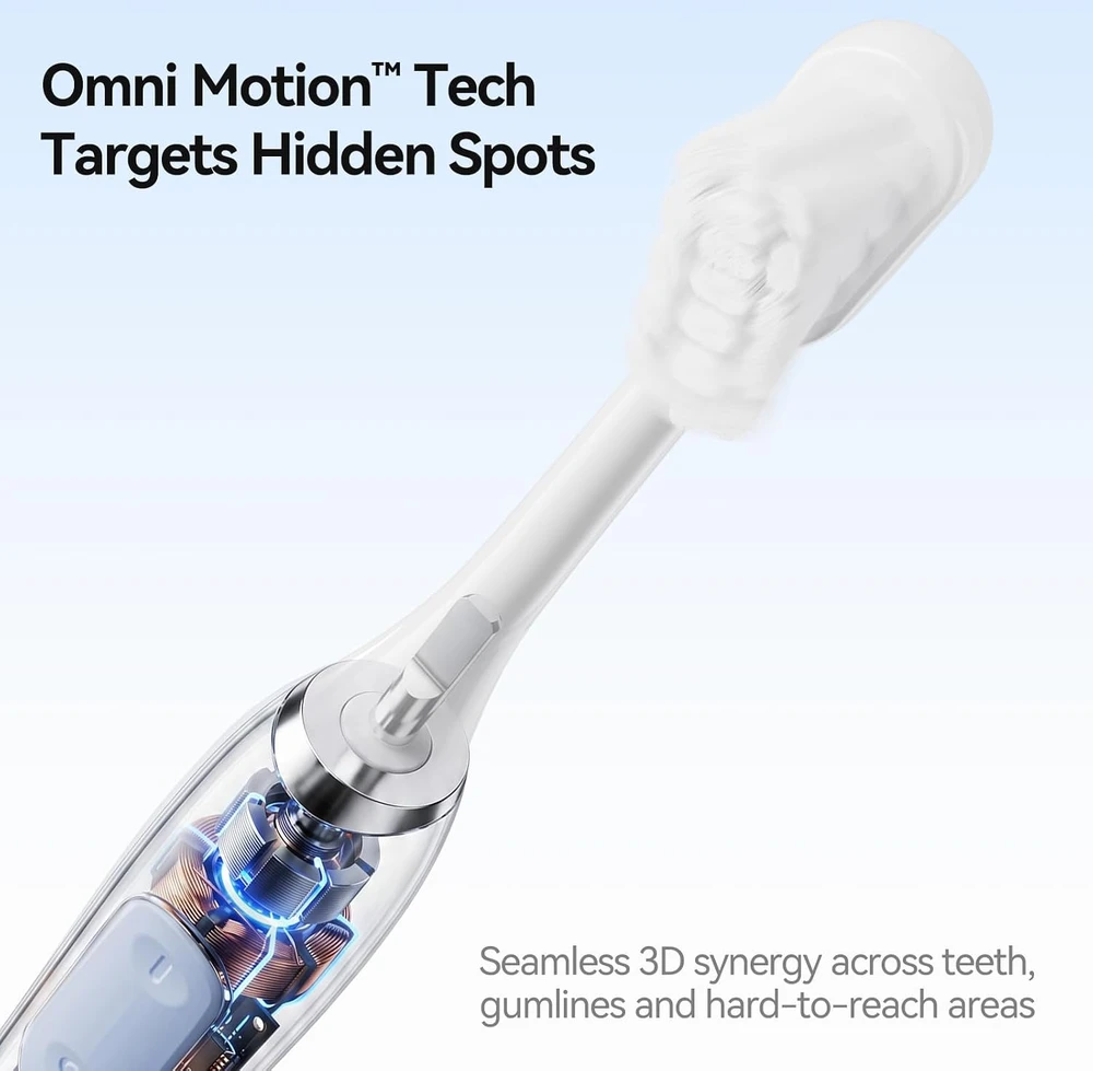 seago elektrinis dantų šepetėlis OminiMotion SG-2812, mėlynas, su 4 keičiamomis galvutėmis