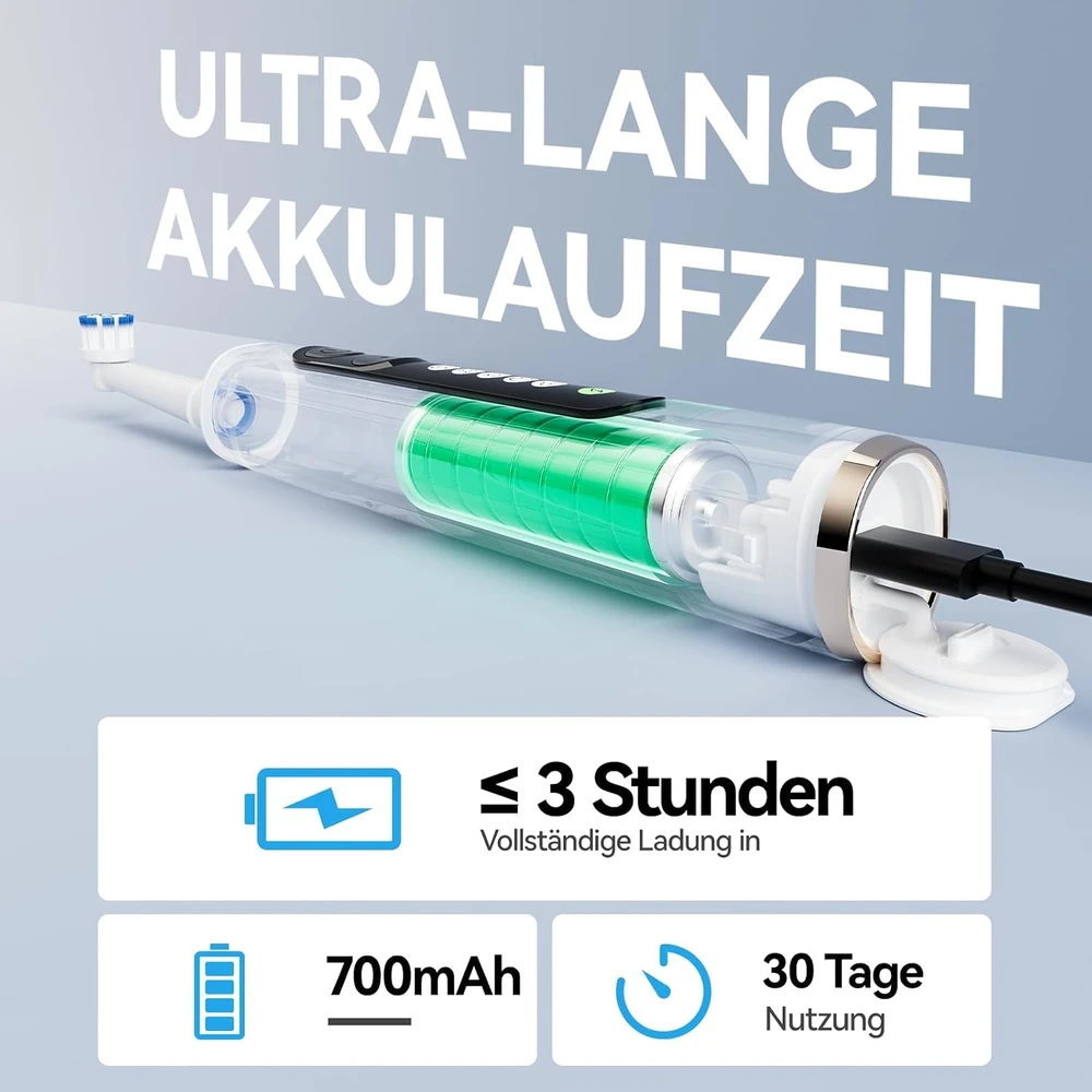 seago elektrinis dantų šepetėlis su 8 keičiamosiomis galvutėmis, 5 režimai, SG-2607