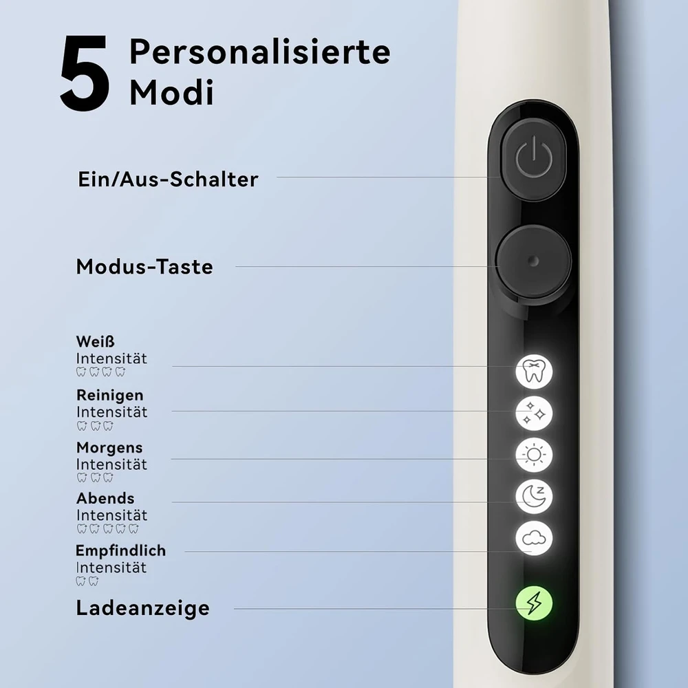 seago elektrinis dantų šepetėlis su 8 keičiamosiomis galvutėmis, 5 režimai, SG-2607