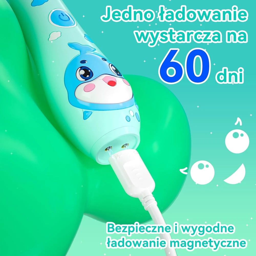 seago elektrinis dantų šepetėlis vaikams nuo 0 iki 6 metų su LED, IPX7, SG-2139