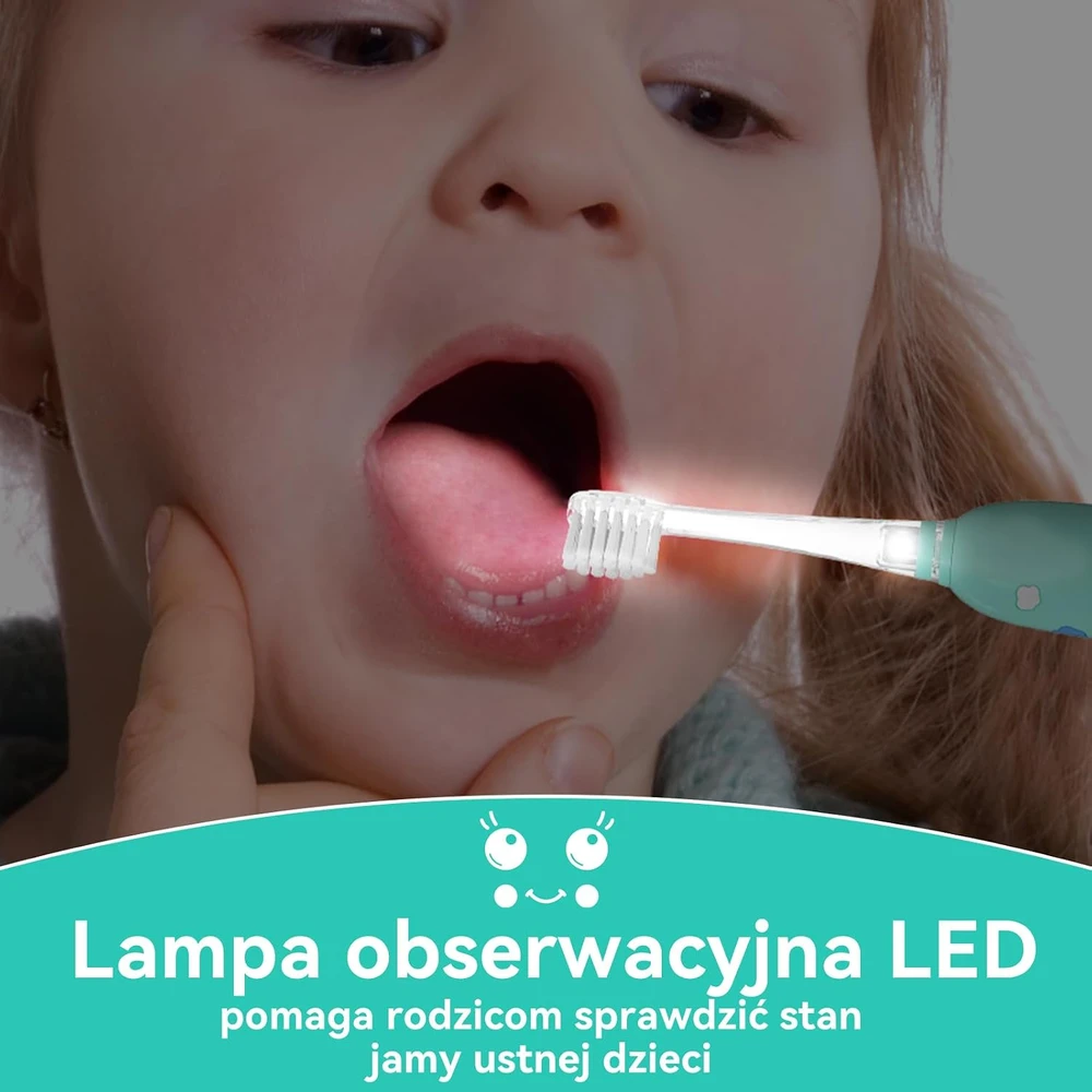 seago elektrinis dantų šepetėlis vaikams nuo 0 iki 6 metų su LED, IPX7, SG-2139