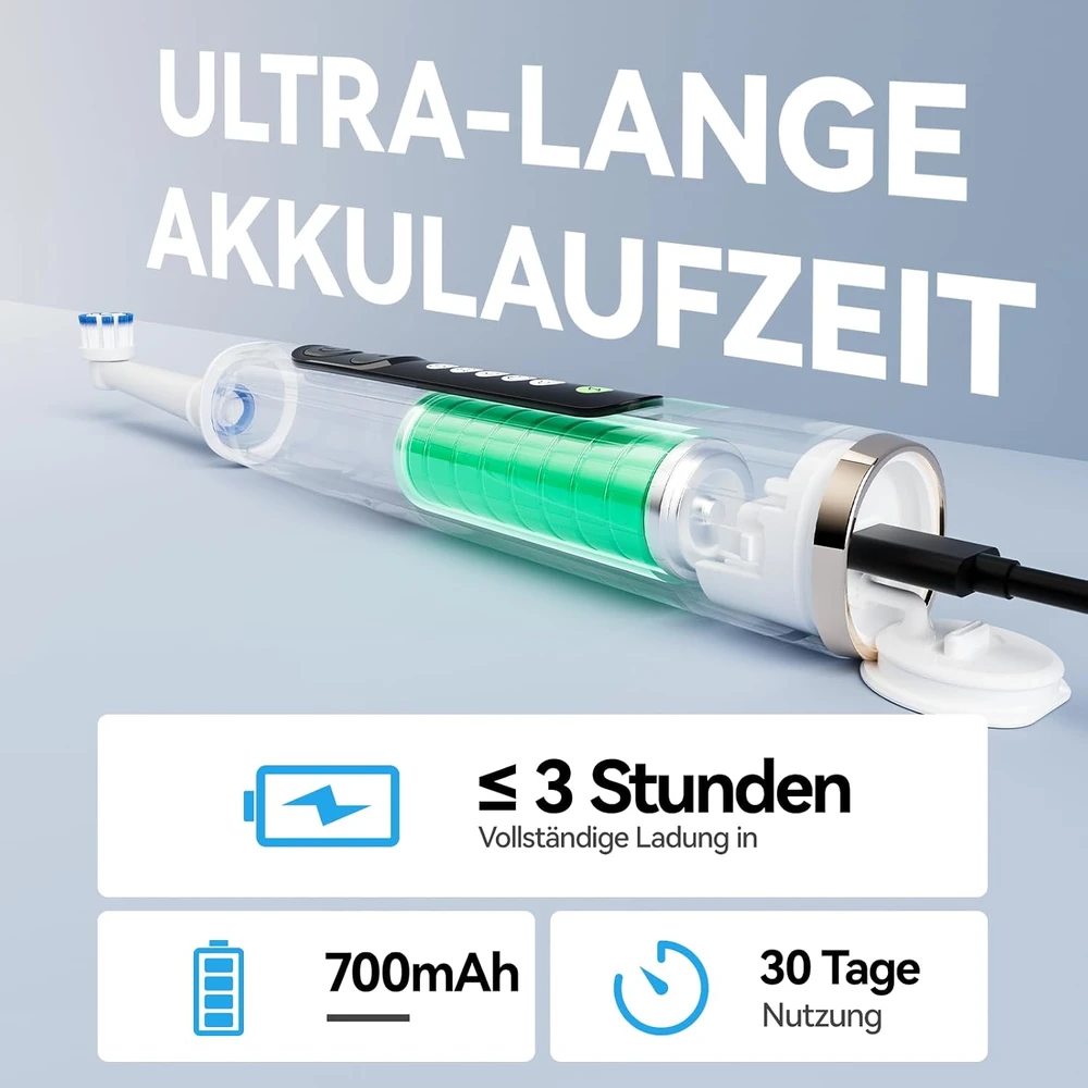 Seago elektrinis sukamasis dantų šepetėlis su 8 galvutėmis, 5 režimais ir USB-C, SG-2607