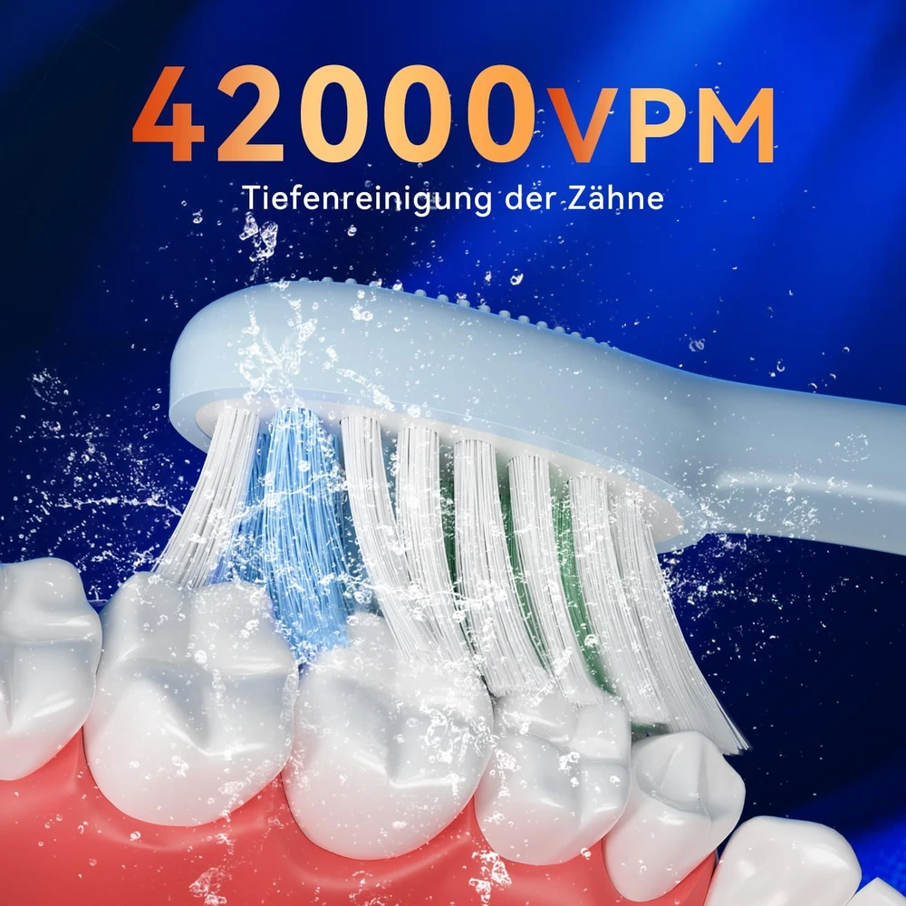 seago elektrinis ultragarsinis dantų šepetėlis su belaidžiu įkrovimu, 3 režimais ir 8 galvutėmis SG2731