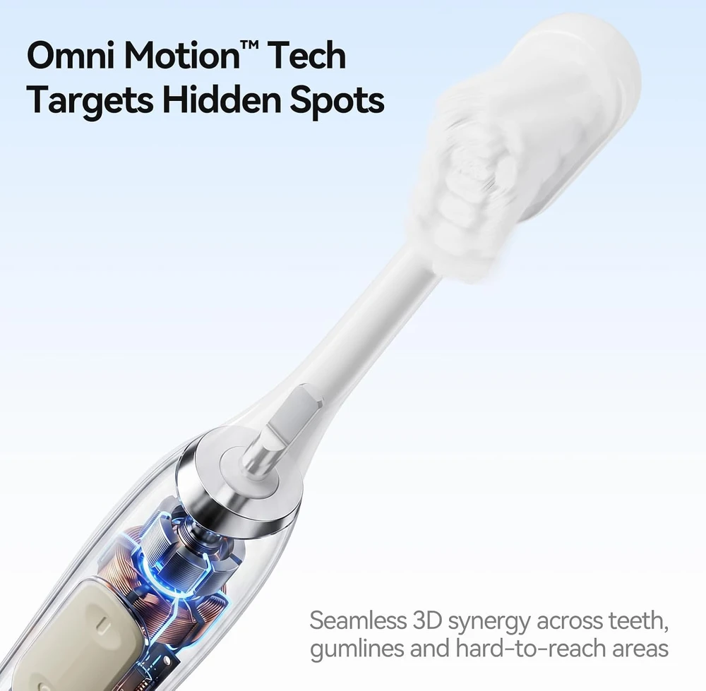 seago OminiMotion elektrinis dantų šepetėlis su 4 keičiamomis galvutėmis SG-2812