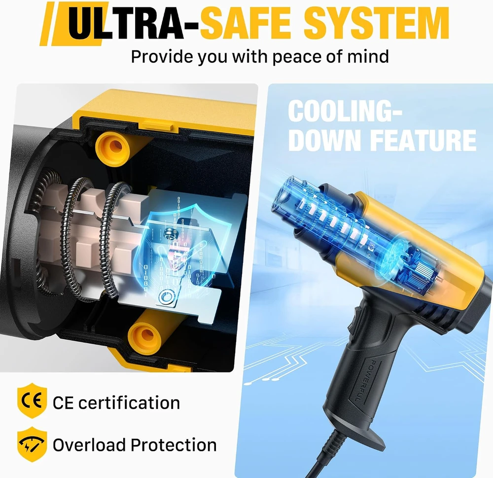 SEEKONE karšto oro pistoletas 2000 W, reguliuojama 50–600 °C temperatūra, SDL-2818