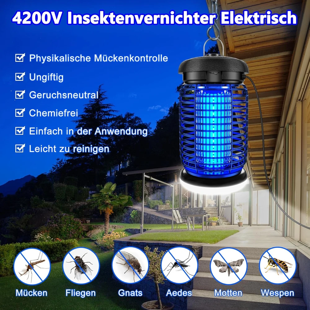 seenlast elektrinė vabzdžių gaudyklė su UV 15 W lempa, 4200 V, IPX4, kn05