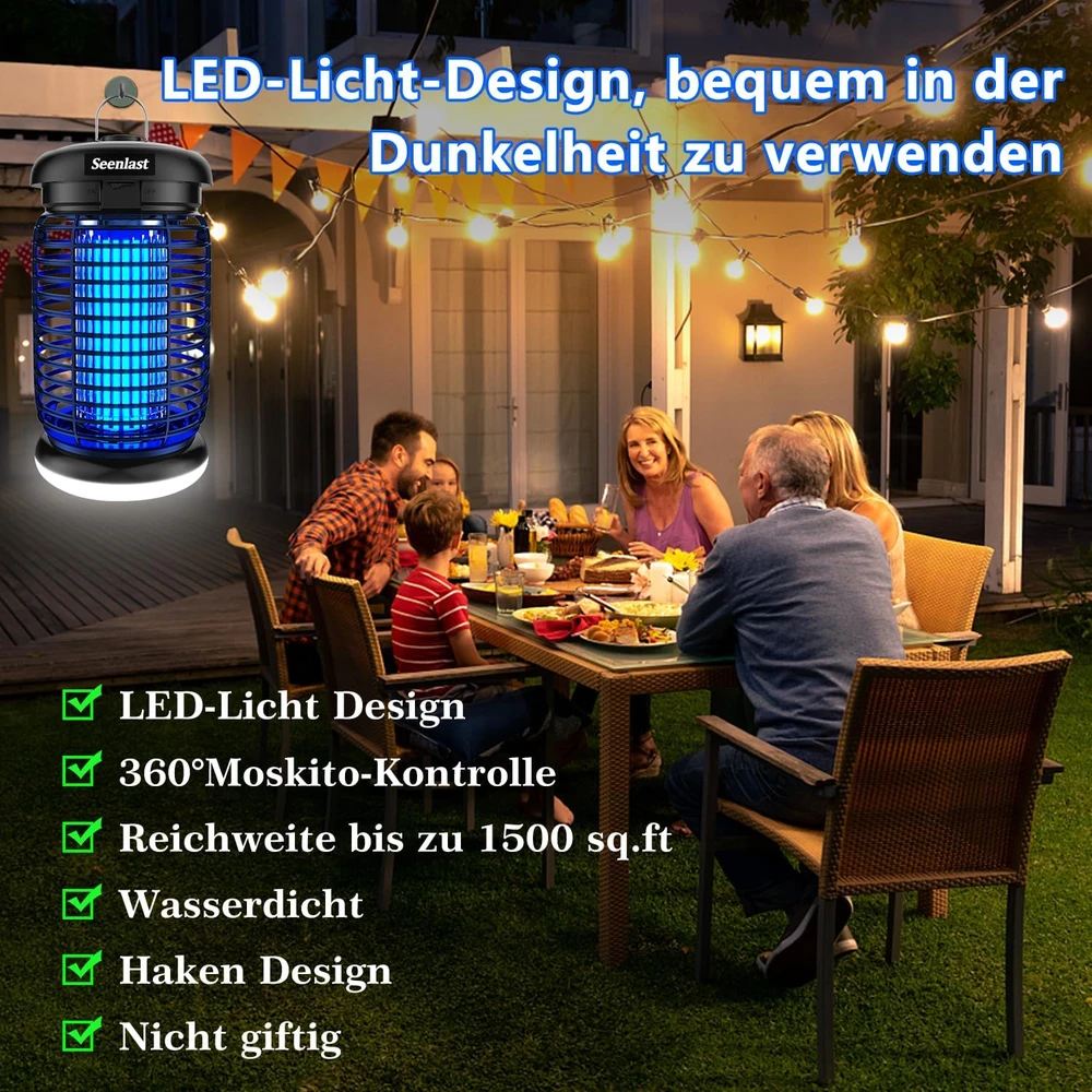 seenlast elektrinė vabzdžių gaudyklė su UV 15 W lempa, 4200 V, IPX4, kn05