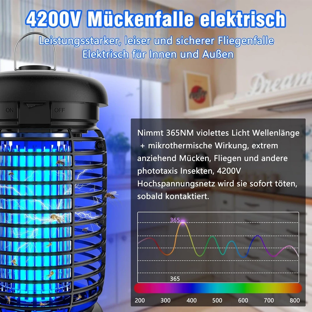 seenlast elektrinė vabzdžių gaudyklė su UV 15 W lempa, 4200 V, IPX4, kn05