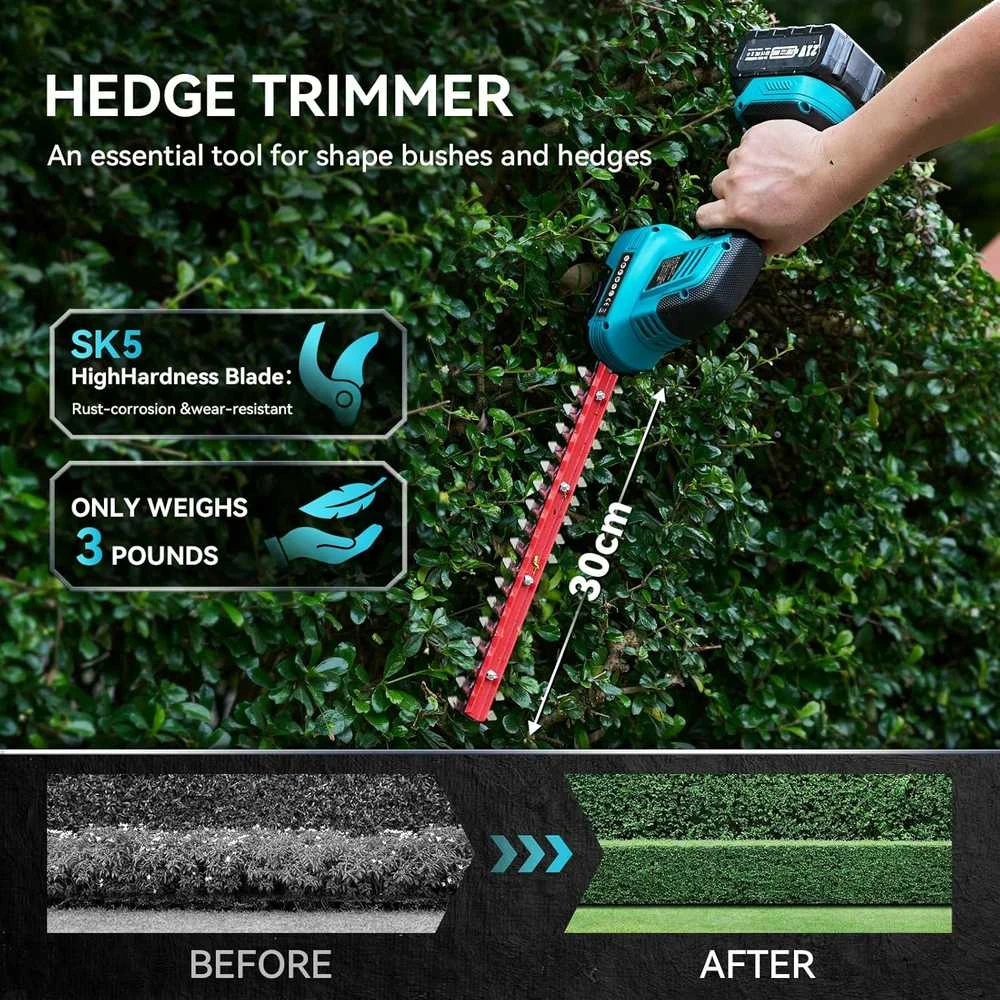 Seesii akumuliatorinės 2‑in‑1 žolės ir krūmų žirklės SH300, 150 mm peilis, 4000 mAh
