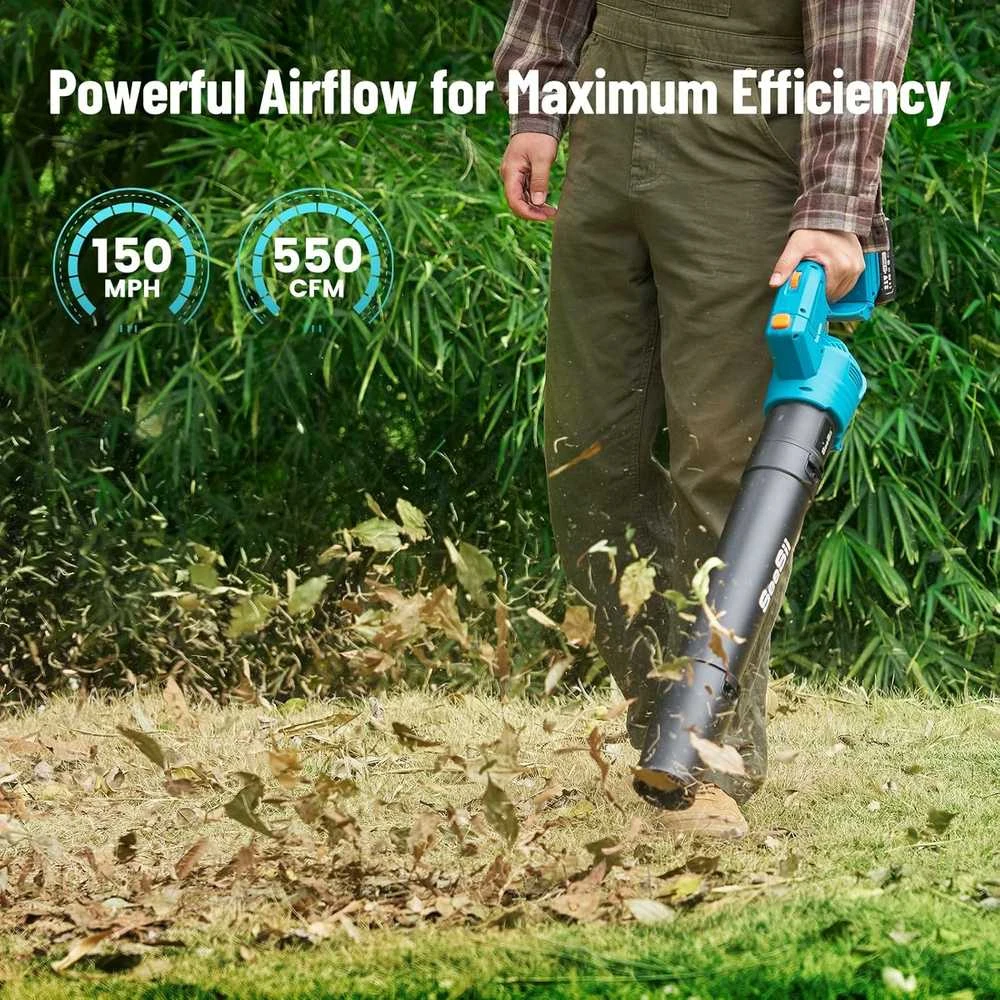 Seesii akumuliatorinis lapų pūstuvas 20 V, 550 CFM, 150 MPH, 2x 4,0 Ah akumuliatoriai, CYCBL02A