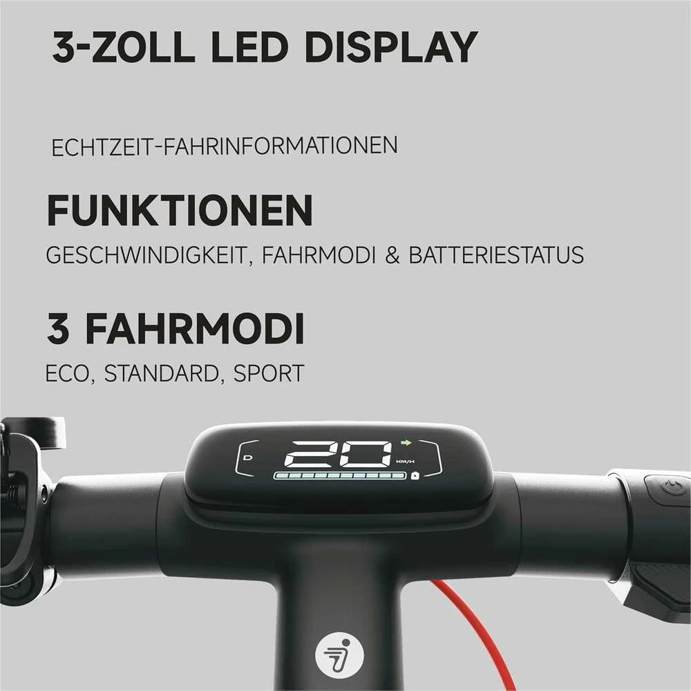 Segway-Ninebot elektrinis paspirtukas, 55 km nuotolis, 10 colių ratai, dviguba pakaba, E3 Pro D