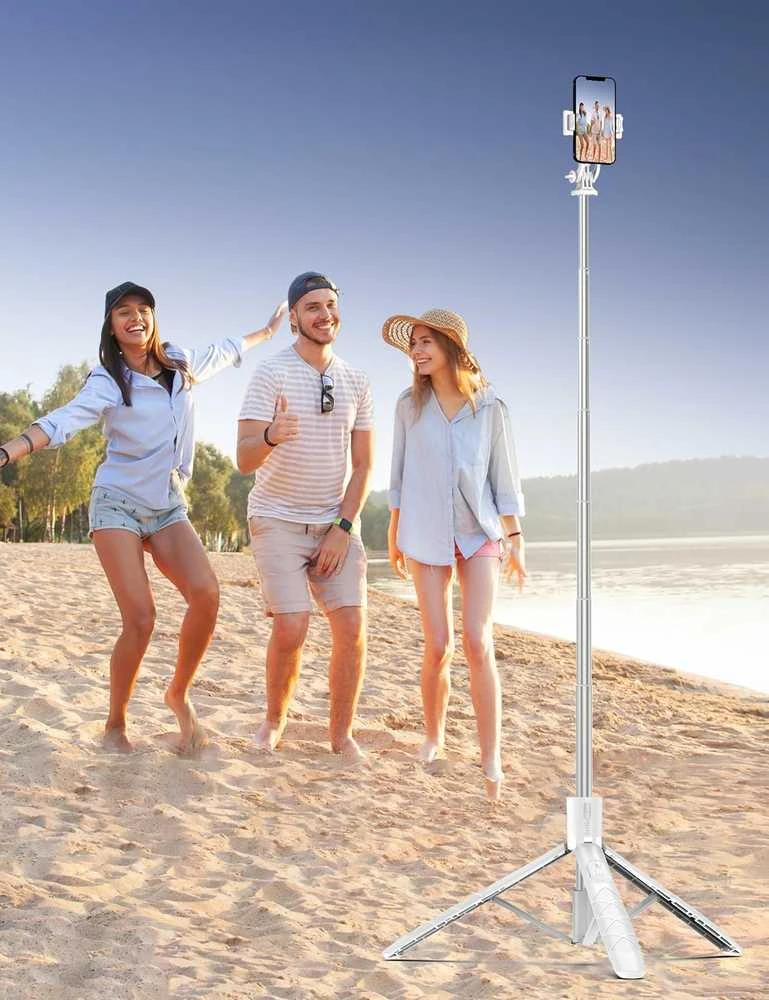 SelfieShow 179 cm aliuminis telefono ir fotoaparato trikojis su nuotolinio valdymo pulteliu