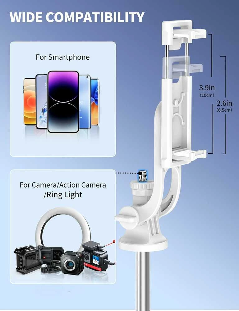 SelfieShow 179 cm aliuminis telefono ir fotoaparato trikojis su nuotolinio valdymo pulteliu