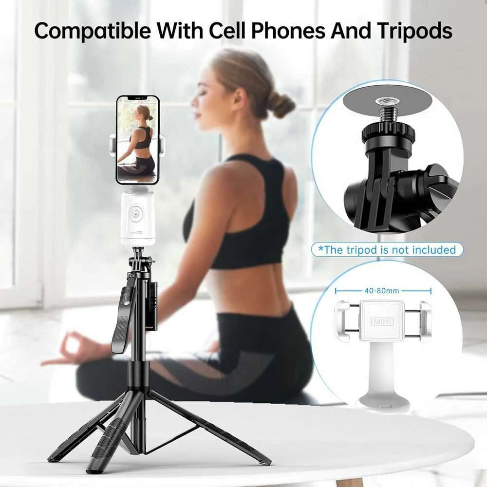 SelfieShow 360° automatinio veido sekimo telefono laikiklis su stabilizatoriumi, baltas
