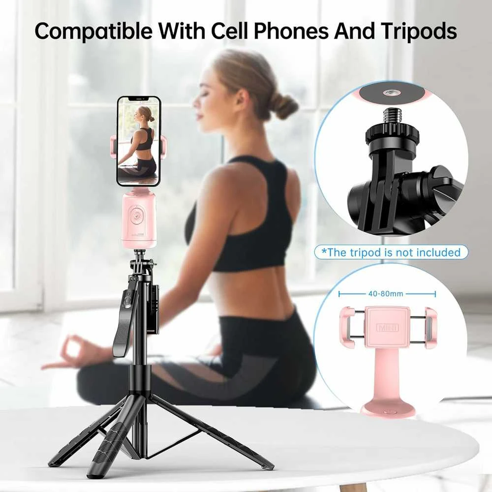 SelfieShow 360° automatinio veido sekimo stovas su gimbalu, rožinis, skirtas išmaniesiems telefonams