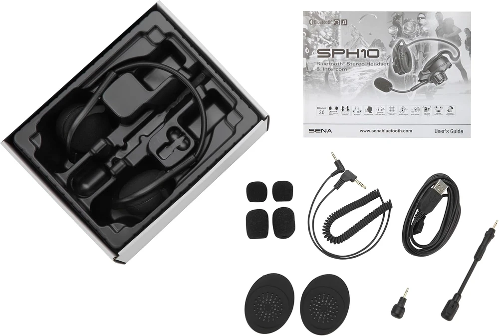 Sena Bluetooth komunikacijos sistema SPH10-10 su mikrofonu, ausinės ant ausų, juoda, Bluetooth 3.0