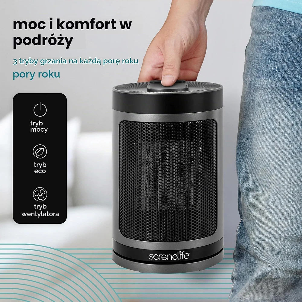 SereneLife elektrinis keraminis PTC šildytuvas 1500 W su Wi‑Fi ir termostatu SLSPCHTRW3GY