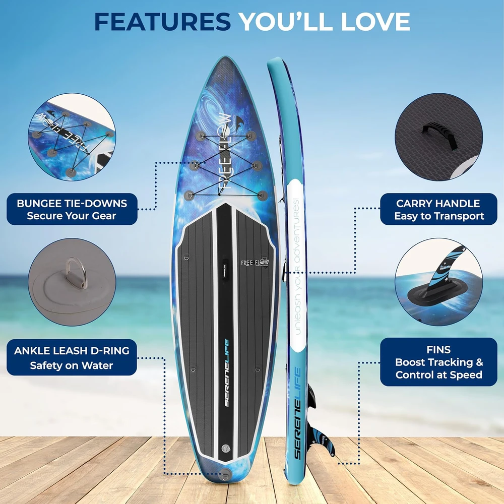 SereneLife pripučiama irklentė SUP 320x81 cm, PVC, 15 cm storio, SLSUPB872