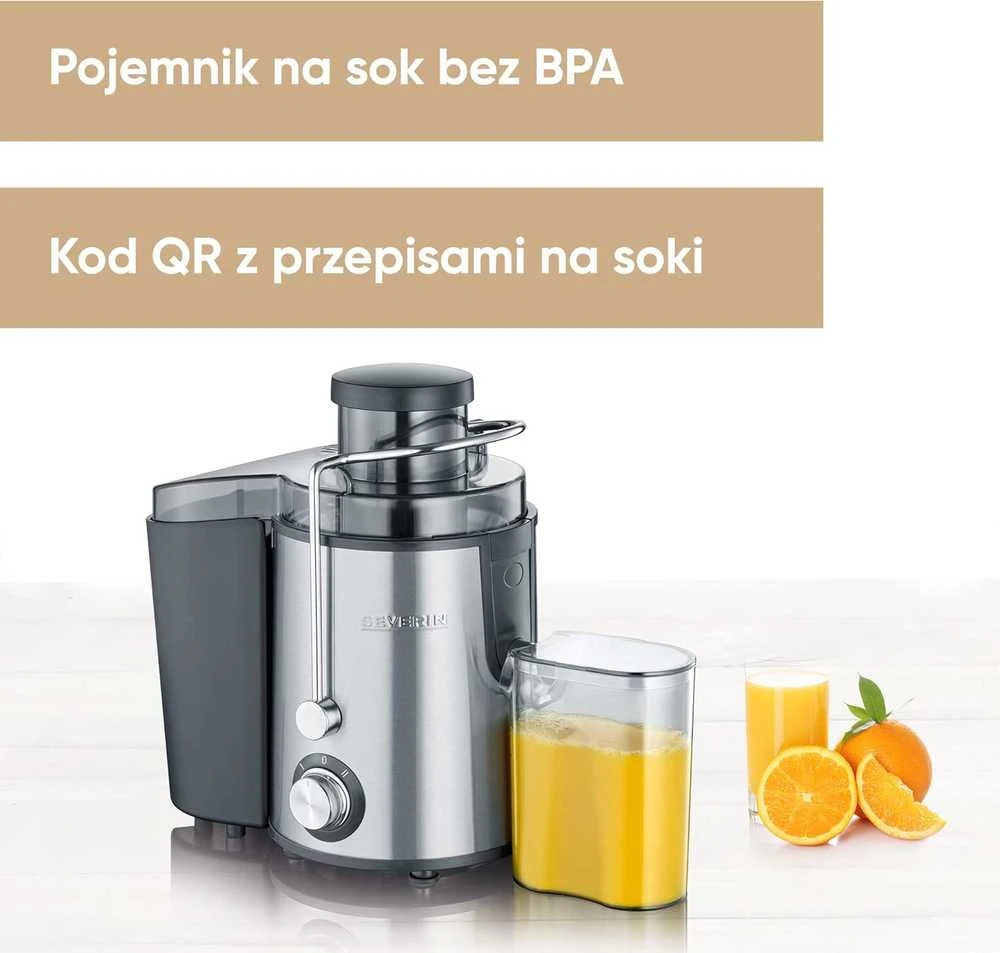 SEVERIN vaisių ir daržovių sulčiaspaudė, 400 W, 0,5 l talpa, nerūdijantis plienas, ES 3566
