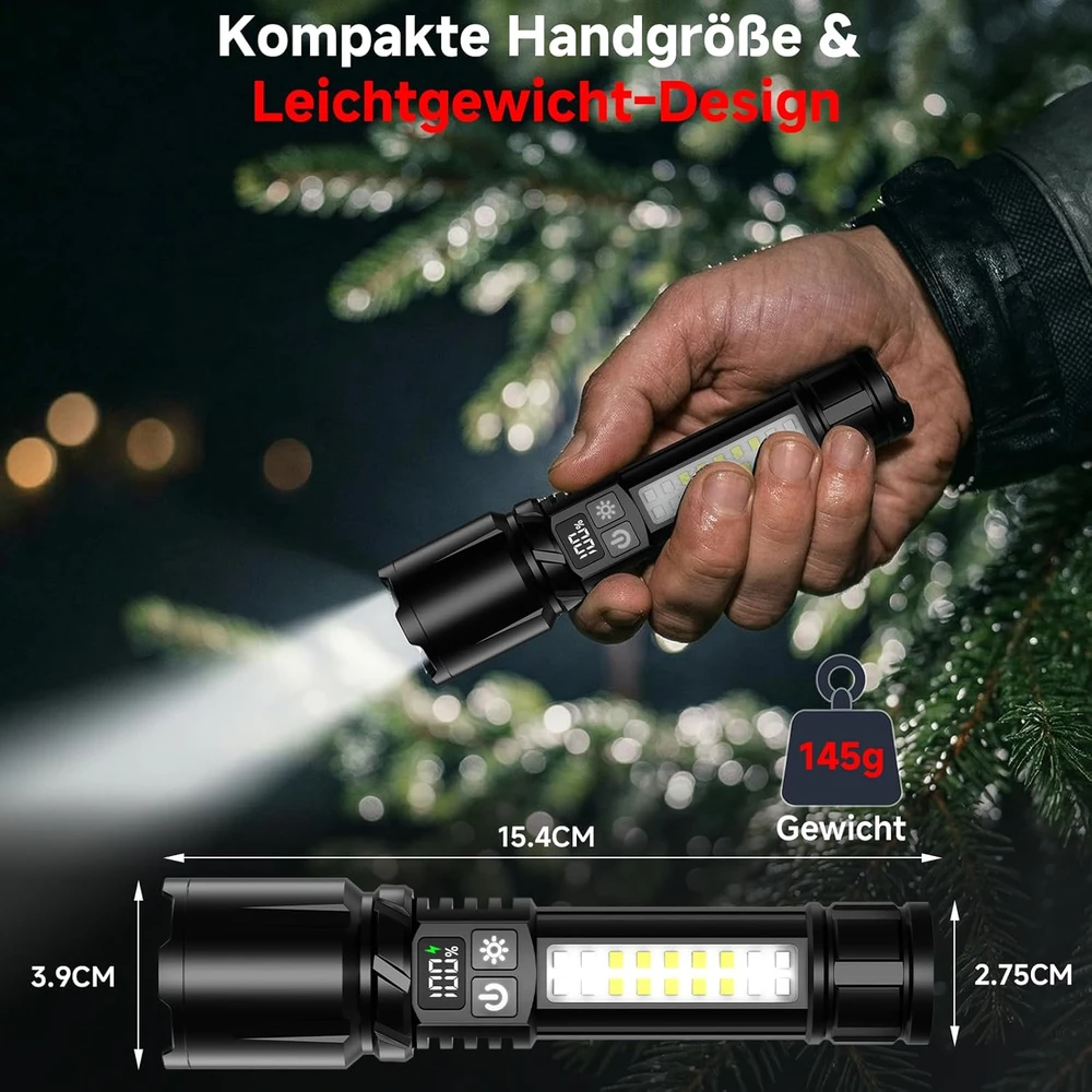 Shadowhawk LED žibintuvėlių rinkinys su USB-C įkrovimu, 5000 lm, 2000 mAh akumuliatorius, S1687, 2 vnt.