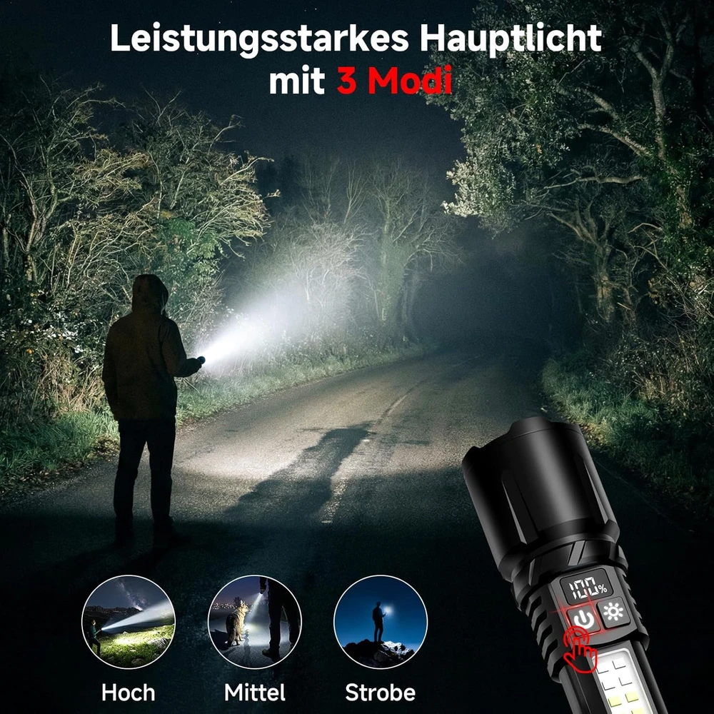 Shadowhawk LED žibintuvėlių rinkinys su USB-C įkrovimu, 5000 lm, 2000 mAh akumuliatorius, S1687, 2 vnt.