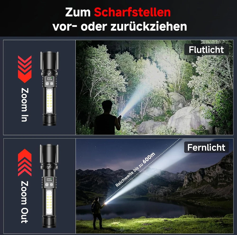 Shadowhawk LED žibintuvėlių rinkinys su USB-C įkrovimu, 5000 lm, 2000 mAh akumuliatorius, S1687, 2 vnt.
