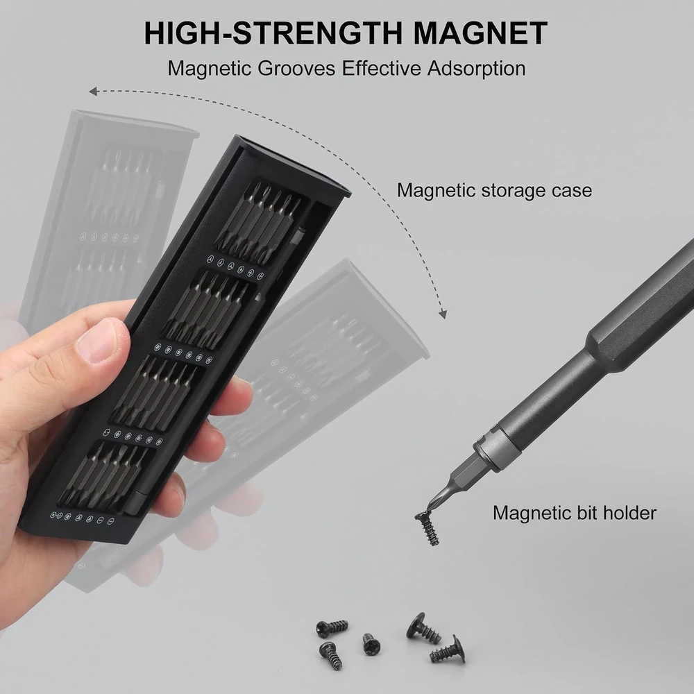 Sharden precizinių atsuktuvų rinkinys 49 dalių su magnetiniais antgaliais