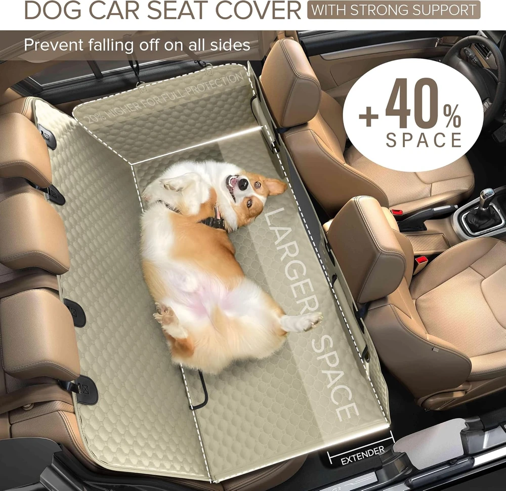 SHARLOVY vandeniui atsparus automobilio galinės sėdynės užvalkalas šunims, tvirtas Oxford audinys, 160x132 cm, dogcarseat-01