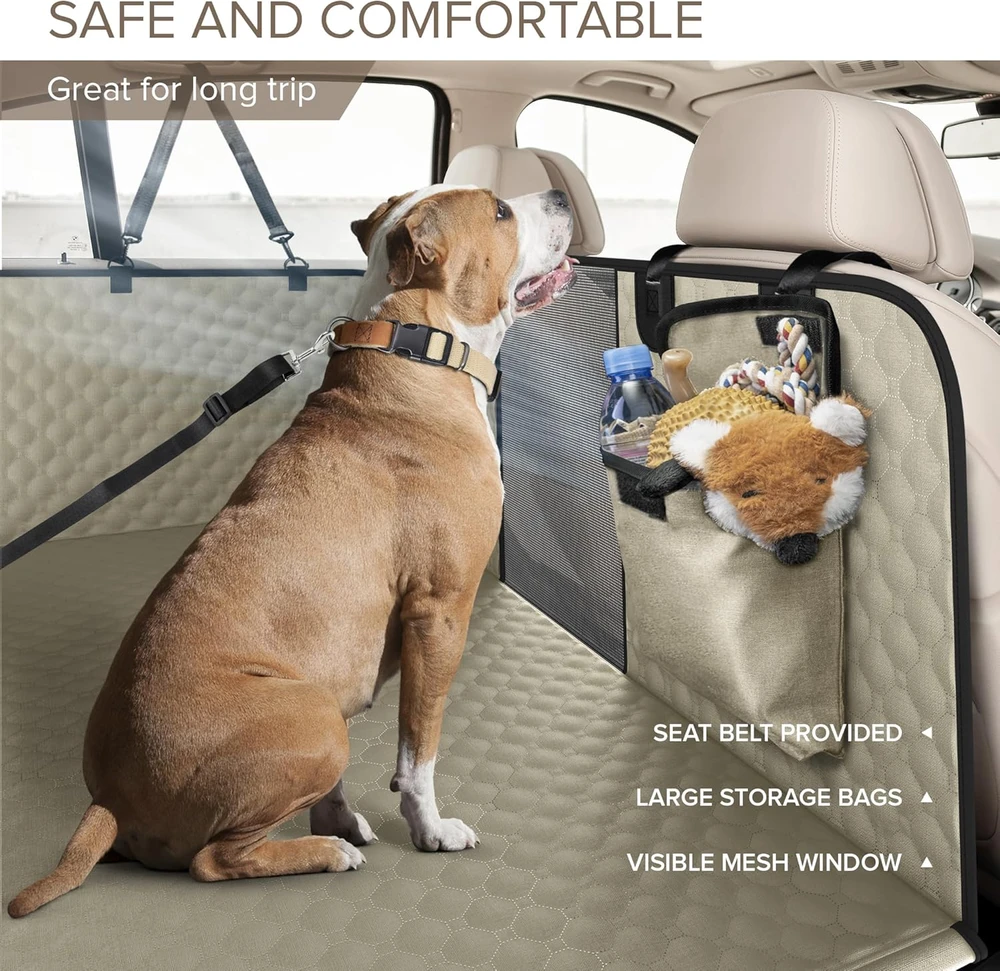 SHARLOVY vandeniui atsparus automobilio galinės sėdynės užvalkalas šunims, tvirtas Oxford audinys, 160x132 cm, dogcarseat-01