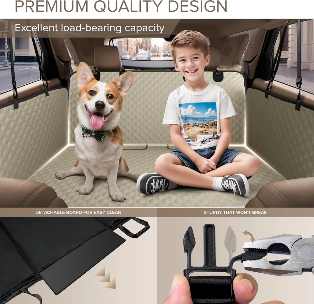 SHARLOVY vandeniui atsparus automobilio galinės sėdynės užvalkalas šunims, tvirtas Oxford audinys, 160x132 cm, dogcarseat-01